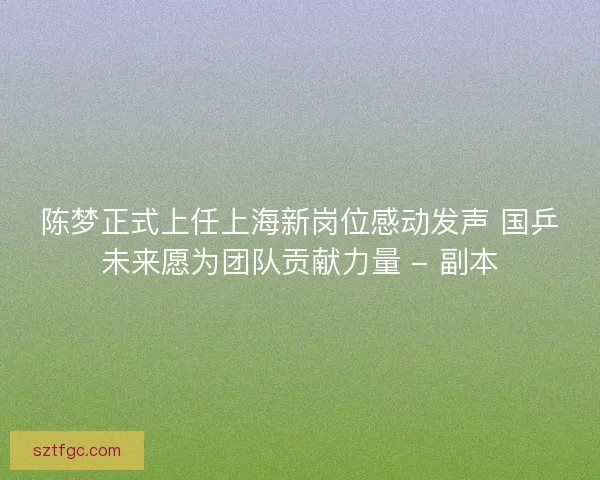 陈梦正式上任上海新岗位感动发声 国乒未来愿为团队贡献力量 - 副本