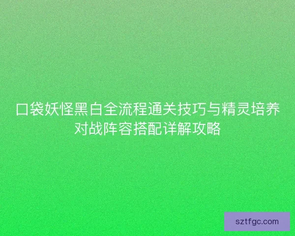 口袋妖怪黑白全流程通关技巧与精灵培养对战阵容搭配详解攻略