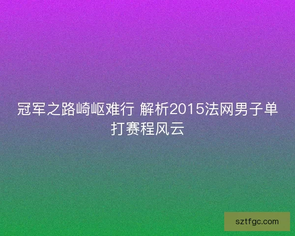 冠军之路崎岖难行 解析2015法网男子单打赛程风云