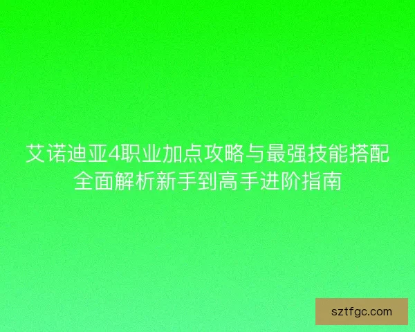 艾诺迪亚4职业加点攻略与最强技能搭配全面解析新手到高手进阶指南
