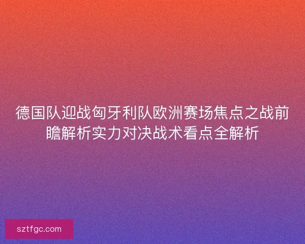 德国队迎战匈牙利队欧洲赛场焦点之战前瞻解析实力对决战术看点全解析